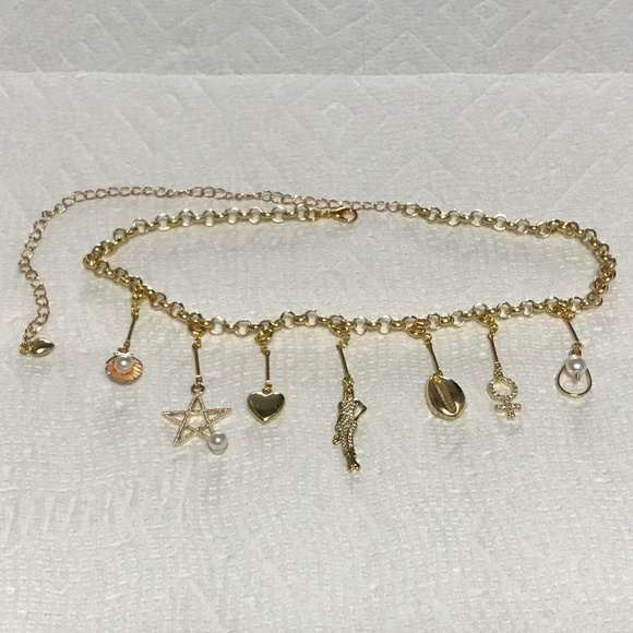 SOLD—White Lotus Lucia Greco Gold 7 Detachable Charms Necklace, Handmade Replica - Picture 13 of 16